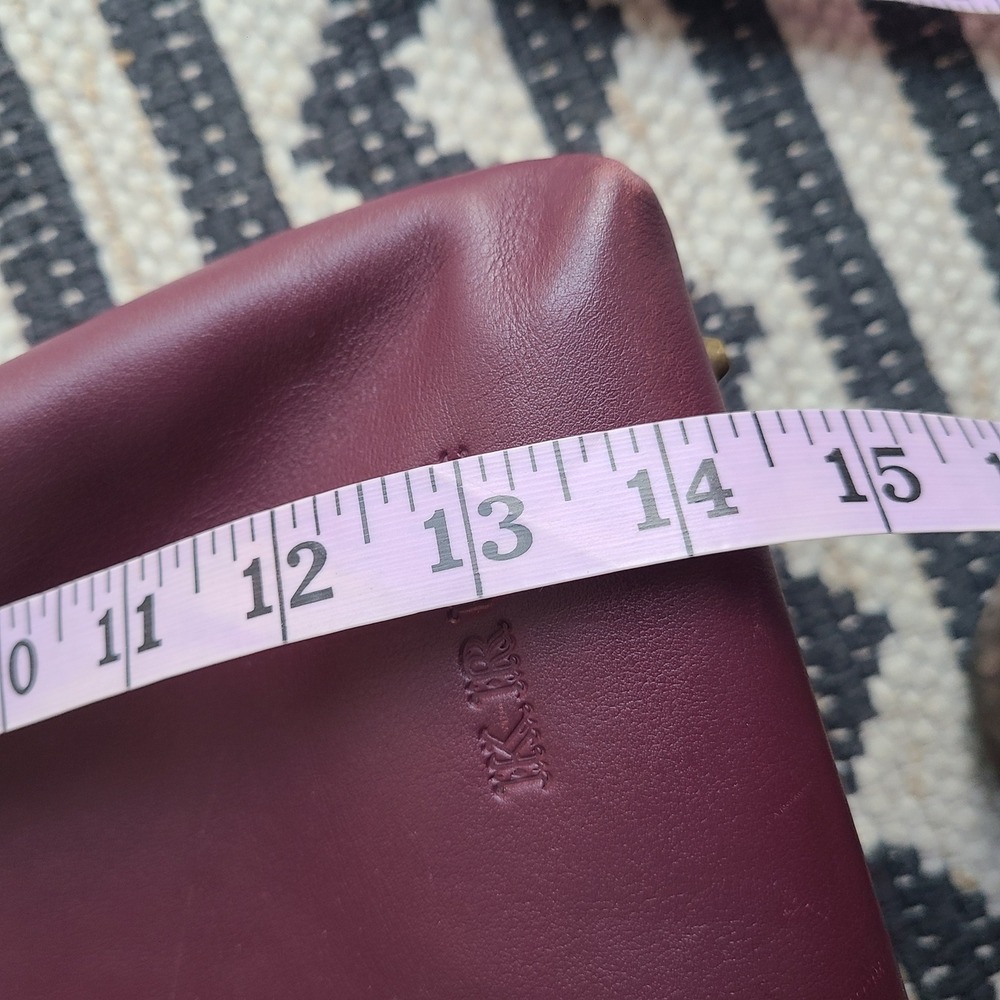 Krug Plum Burgundy Leather Minimalist Purse Bag Large Purple Quiet Luxury Tote - Picture 7 of 9